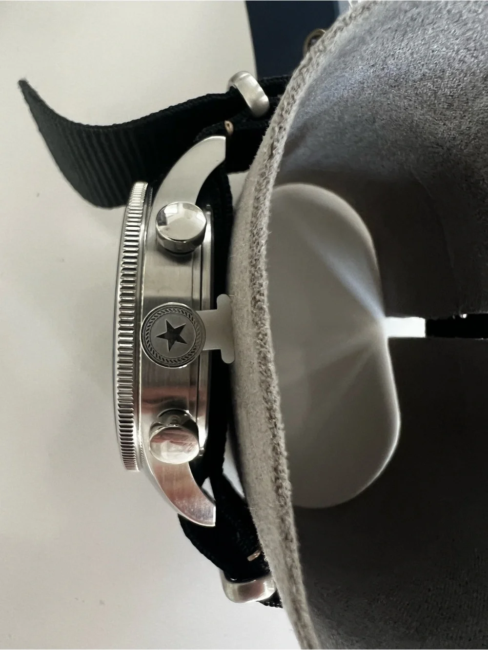New Jack Mason Black and Silver Chronograph Watch with Black Nylon Strap